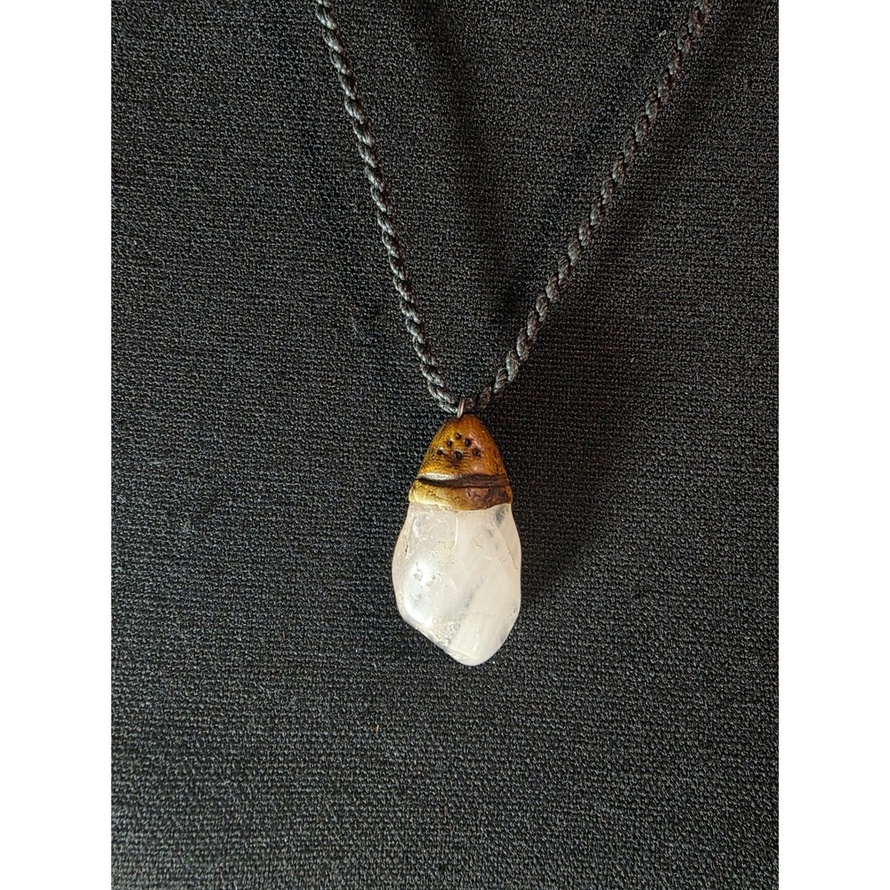 Vintage Handmade Rose Quartz Crystal Necklace Boho Witchy Pink Stone Pendant